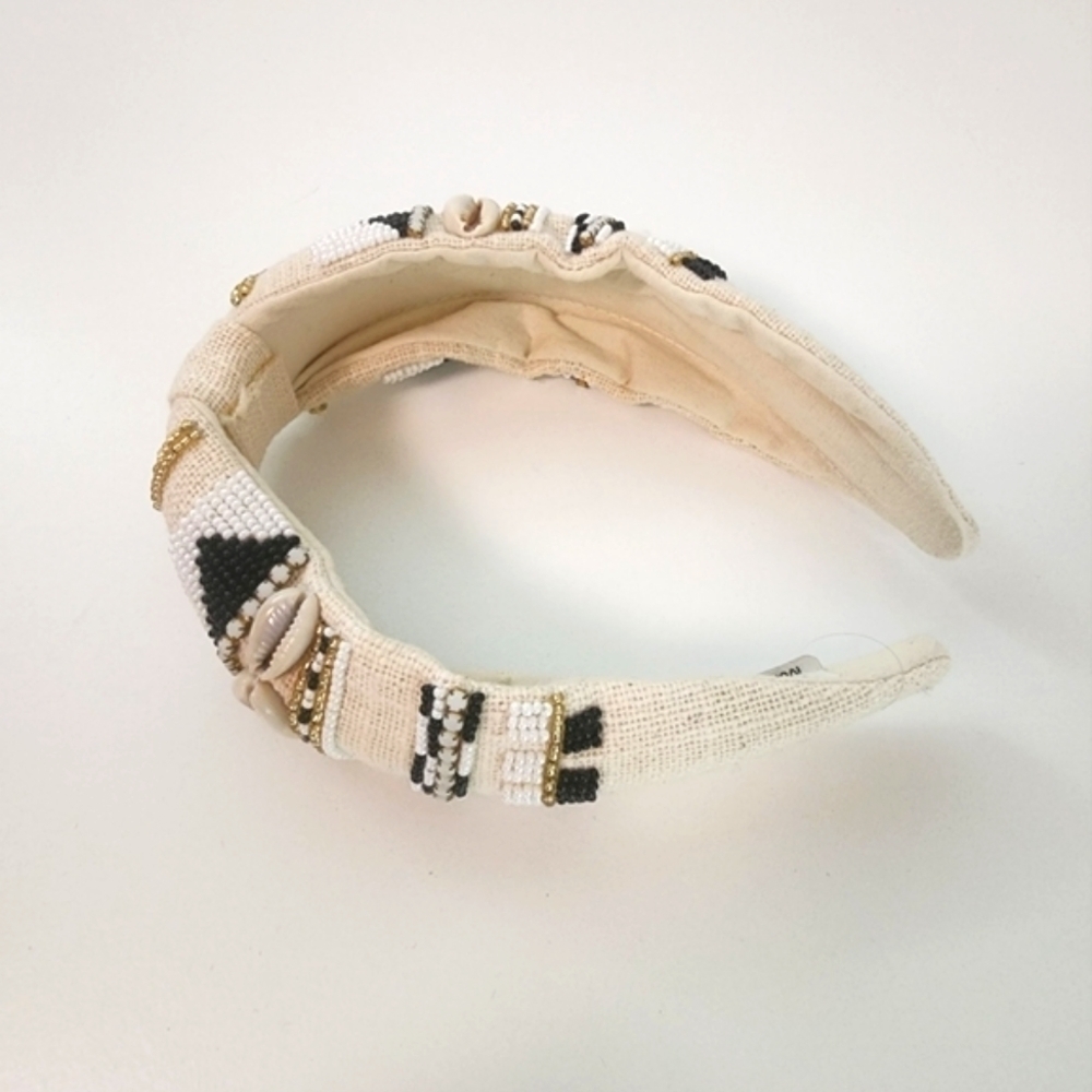 NEW Bohemian Beaded Shell Ivory Knot Headband - Picture 6 of 8
